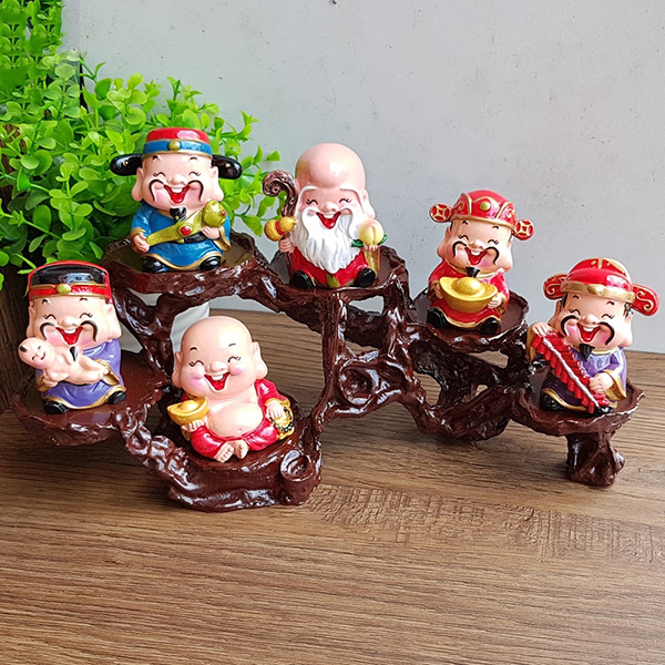 Bộ lục thần kèm đế ngang 6 ô - Thần Tài may mắn