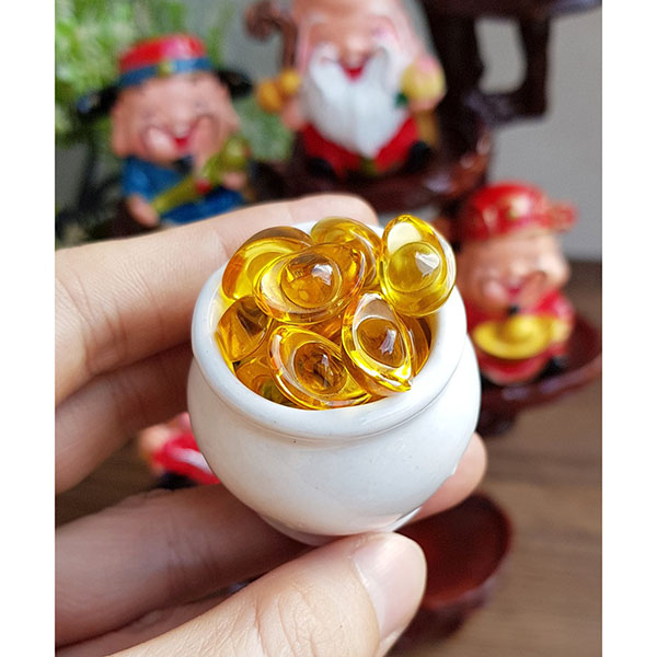 Bộ 4 chú tiểu Tứ Không giả đá kèm chum vàng dạng thỏi