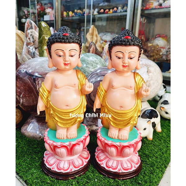 Tượng Phật Đản Sanh tọa đài sen size 35cm