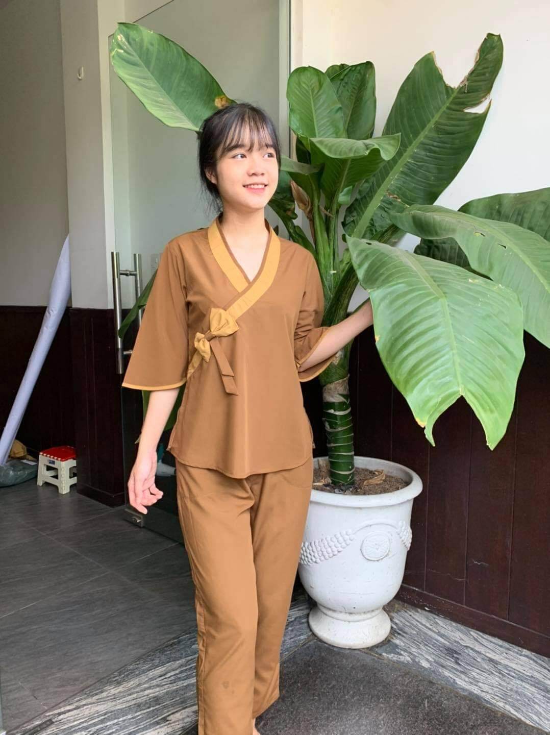 Đồ bộ nữ đi chùa nơ phối (bò)