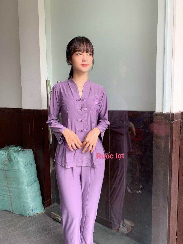 Đồ lam, đồ bộ đi chùa nữ thun nút thắt (ruốc lợt)