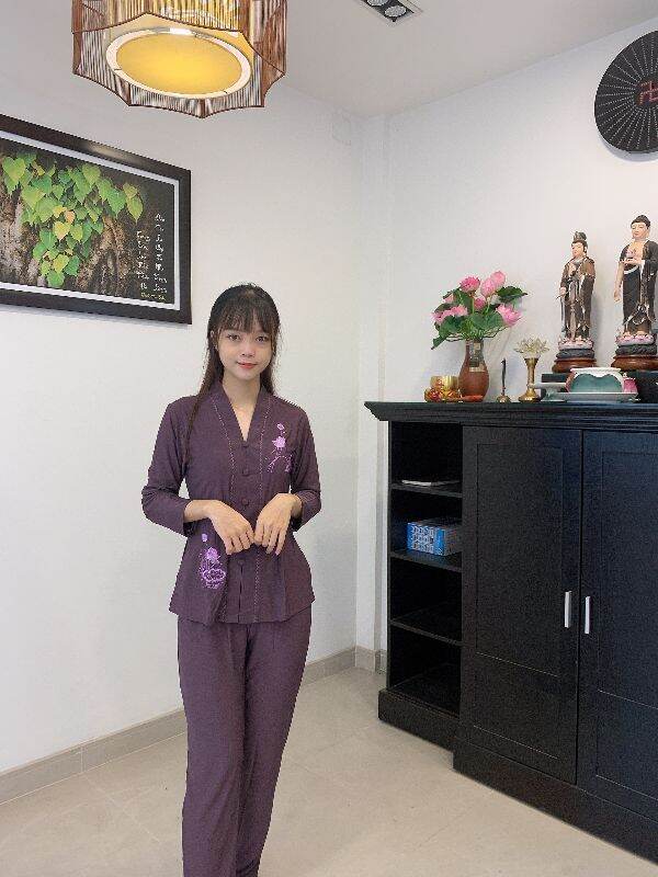 Đồ bộ đi chùa thun lắc bông (ruốc đậm)