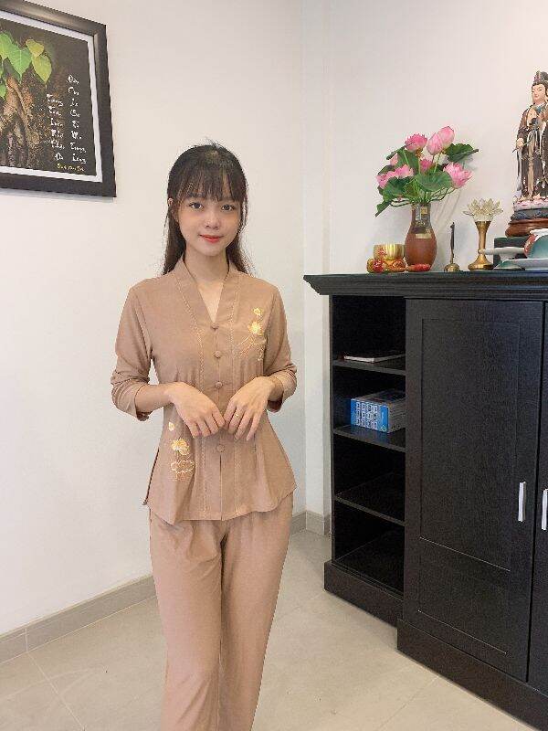 Đồ bộ đi chùa thun lắc bông (đất)