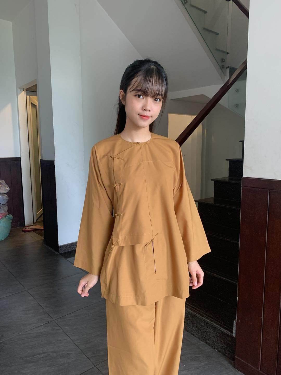 Đồ bộ đi chùa hò truyền thống nam nữ (gừng)