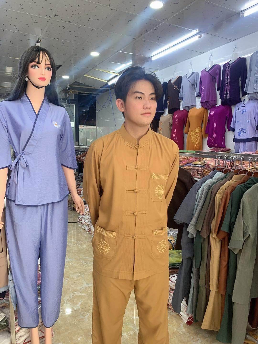 đồ bộ nam đi chùa lãnh tụ thêu kte (gừng)
