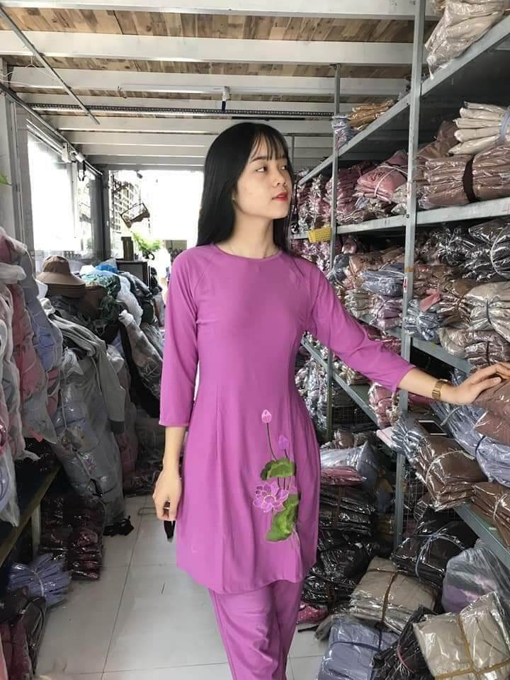 Đồ bộ cách tân vải thun lạnh (tím lợt)