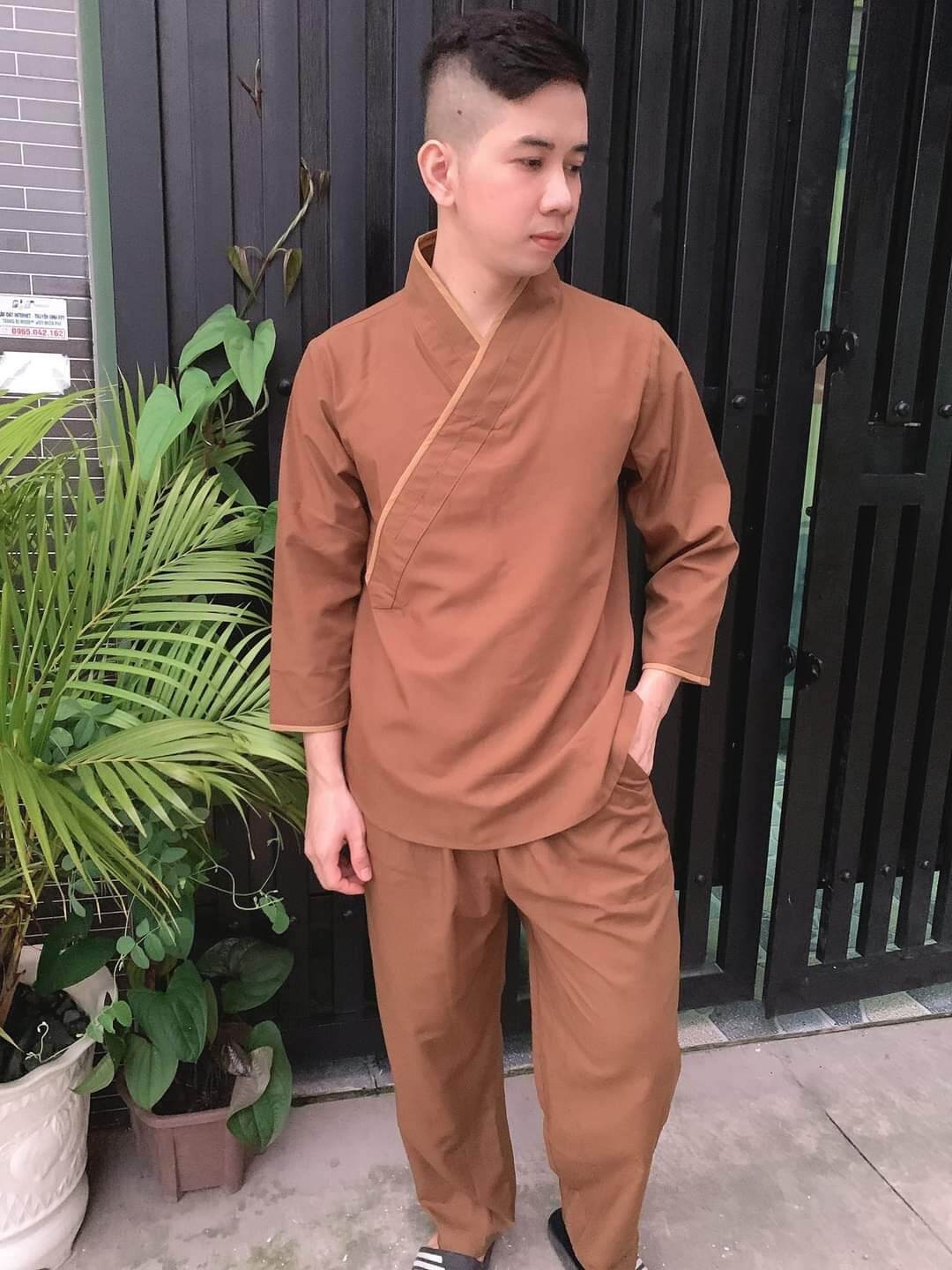 Bộ nam đi chùa vải kte mát mịn mẫu nhật nam (bò)