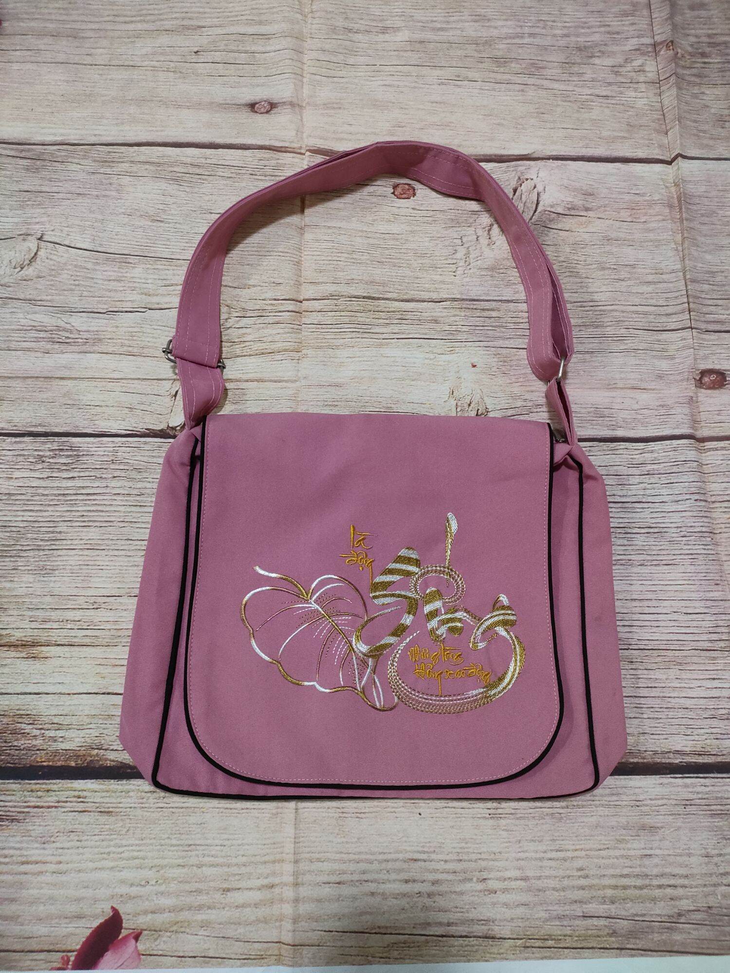 Túi vải đi chùa túi vải dây rút (hồng)