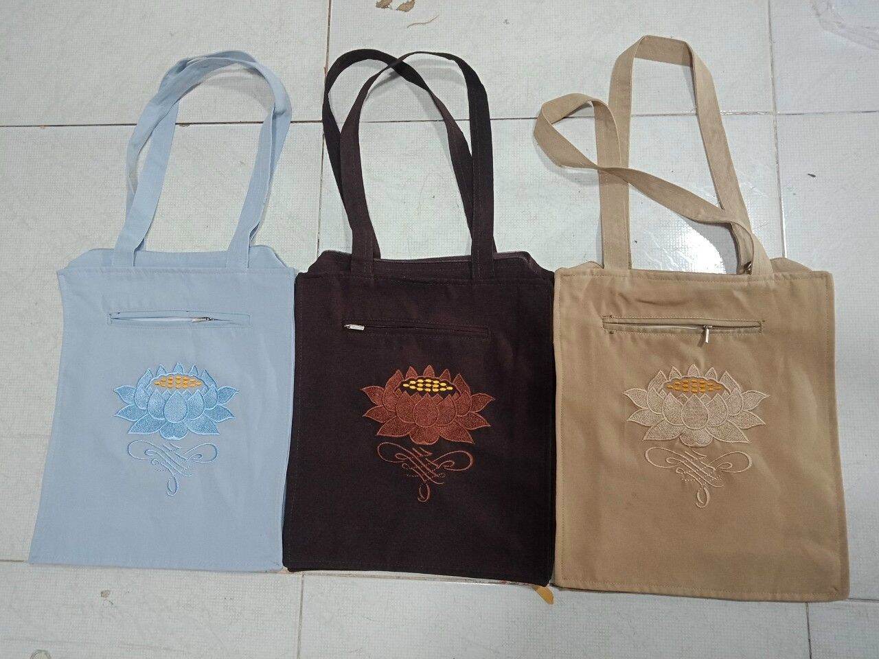 Phụ kiện đi chùa túi vải túi 2 quai (xám)