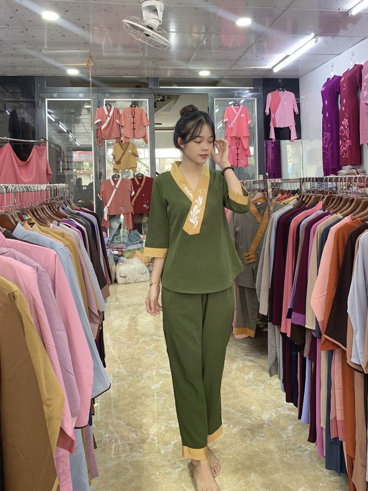 Đồ bộ nữ đi chùa cao cấp (màu riêu) 