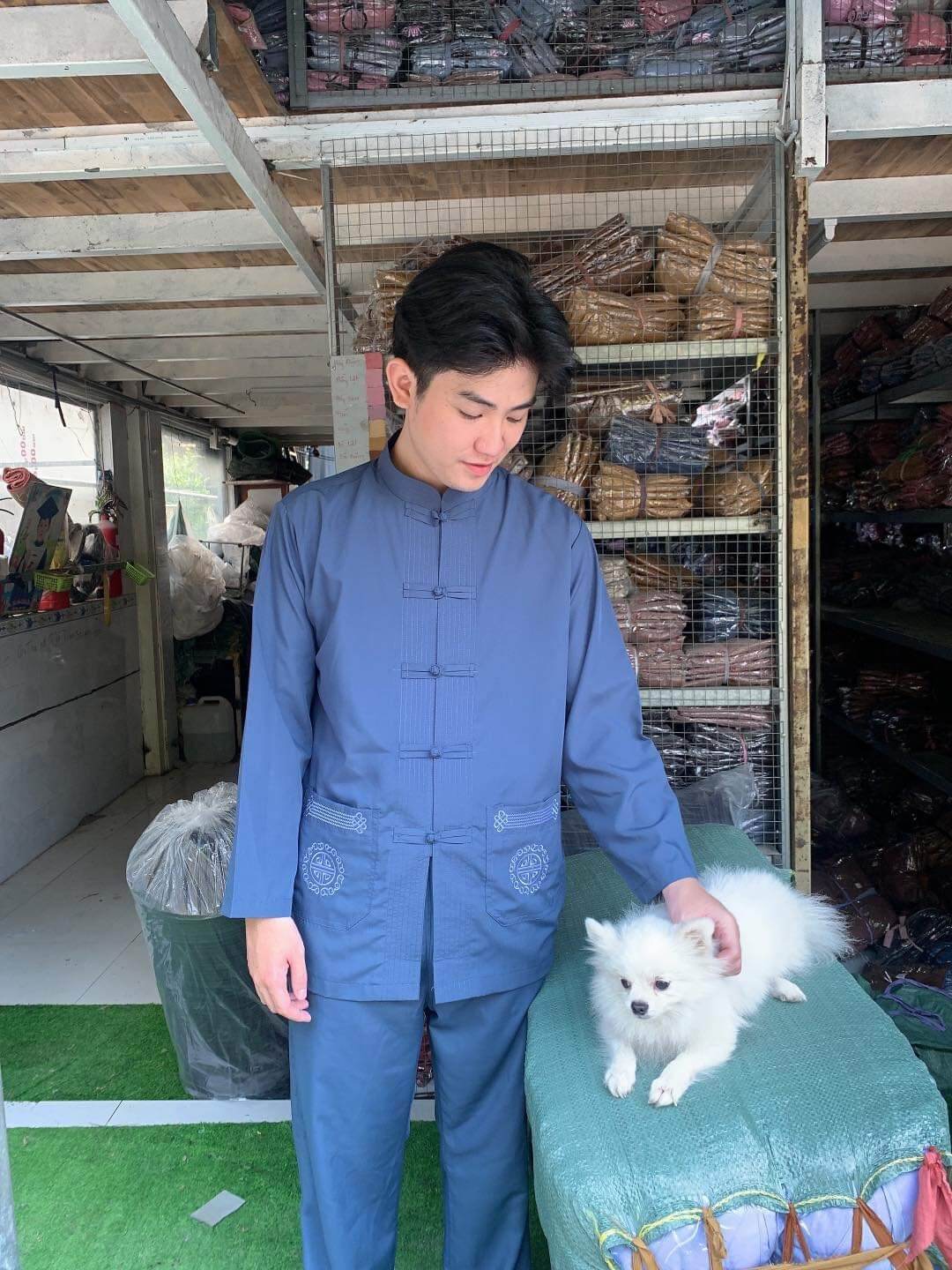 Đồ bộ nam đi chùa kte (xanh đá)