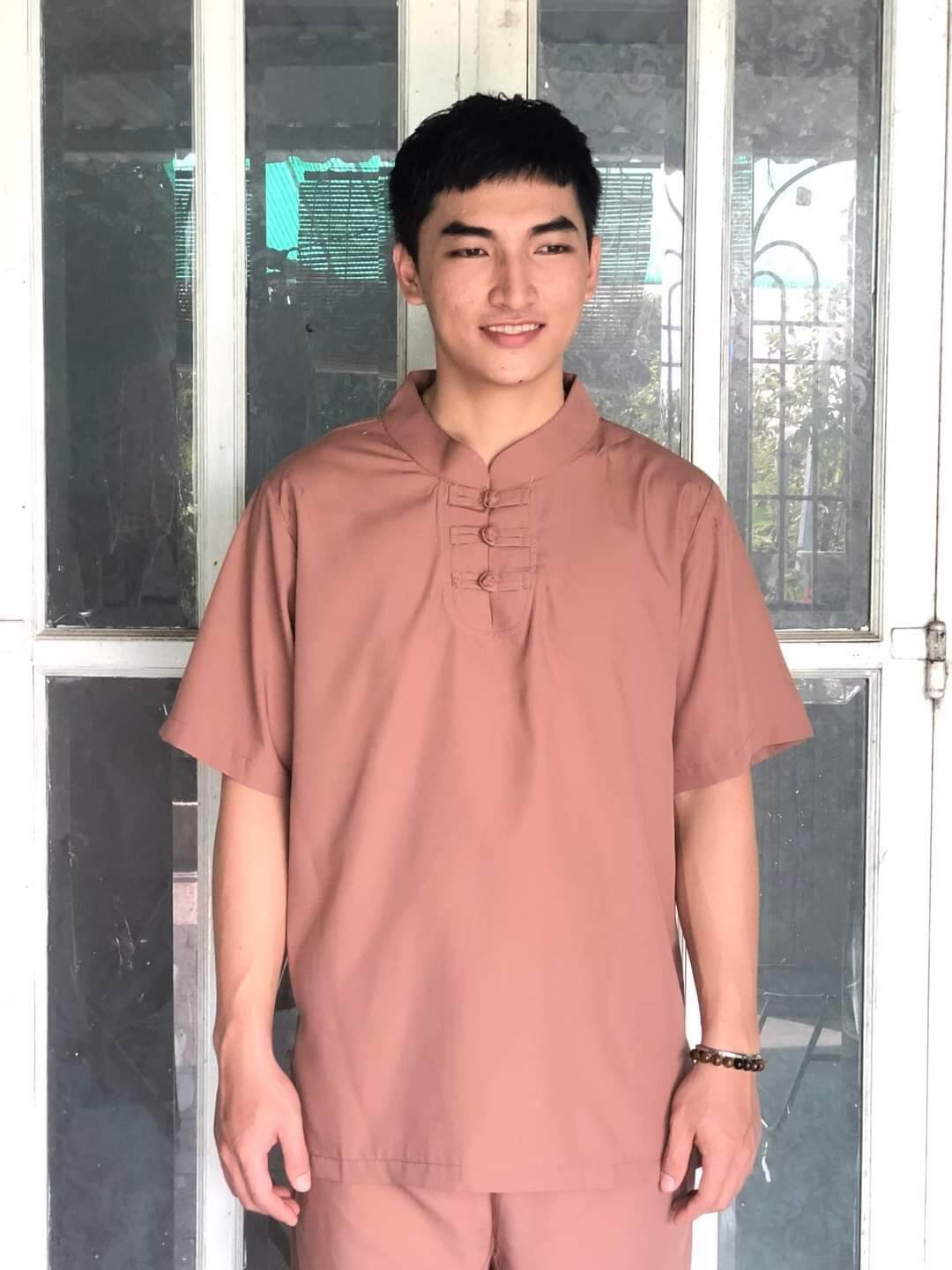 Bộ nam đi chùa vải kte cao cấp nam 3 nút (ca cao)