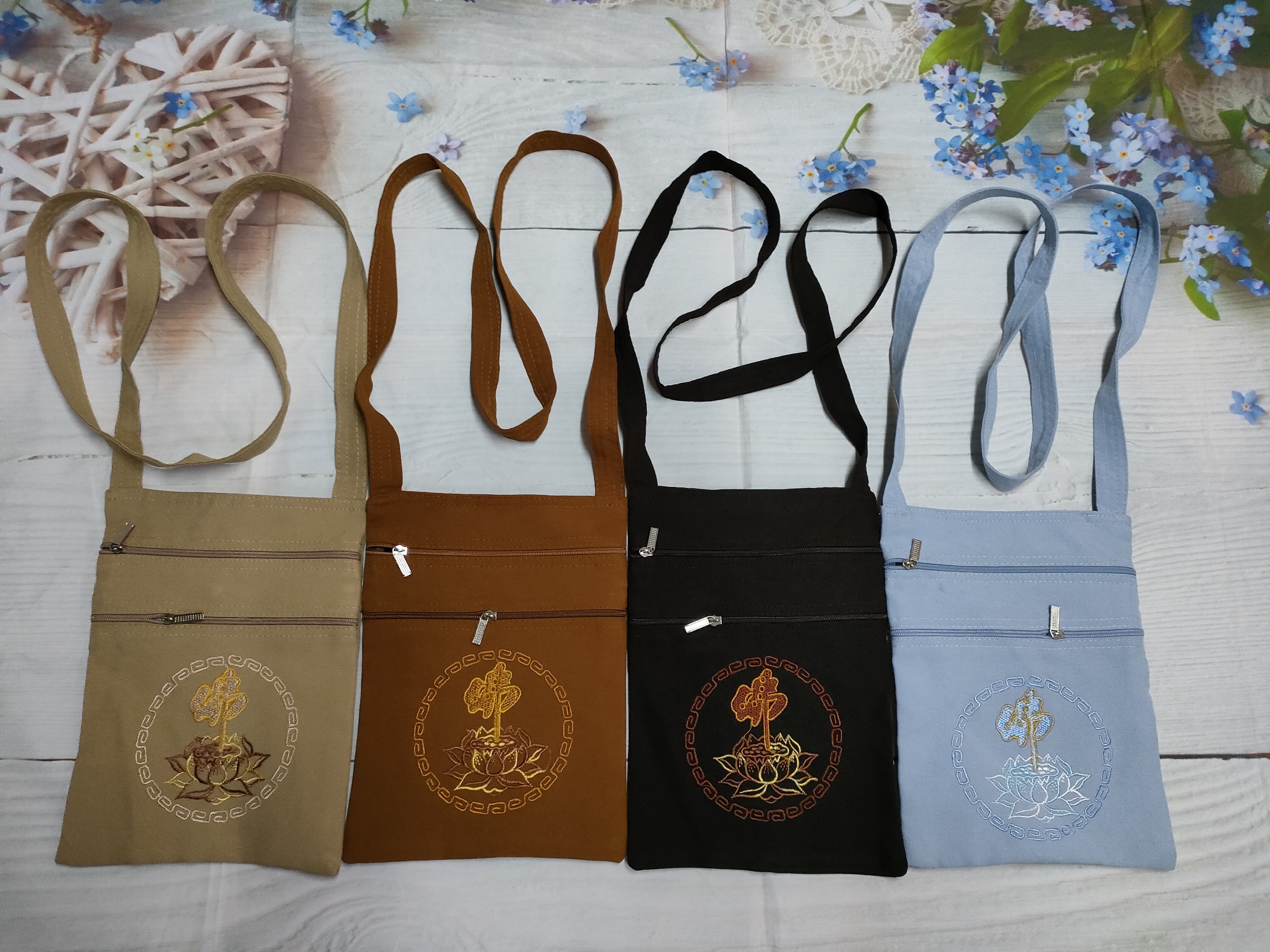 Túi đeo chéo, giỏ phụ kiện đi chùa, túi đeo nam nữ B20 (nâu)