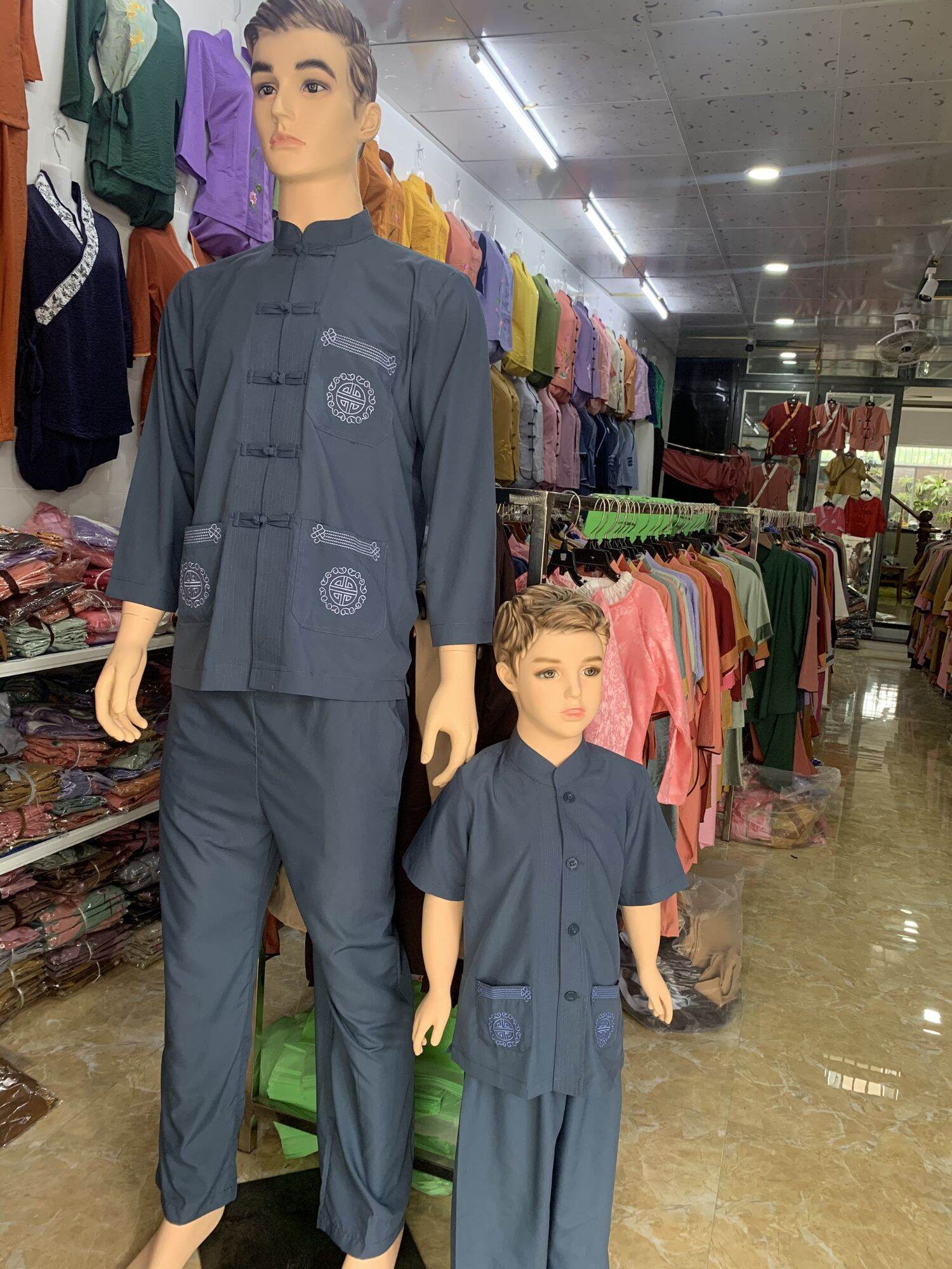 Đồ bộ nam đi chùa kte (xanh đá đậm)