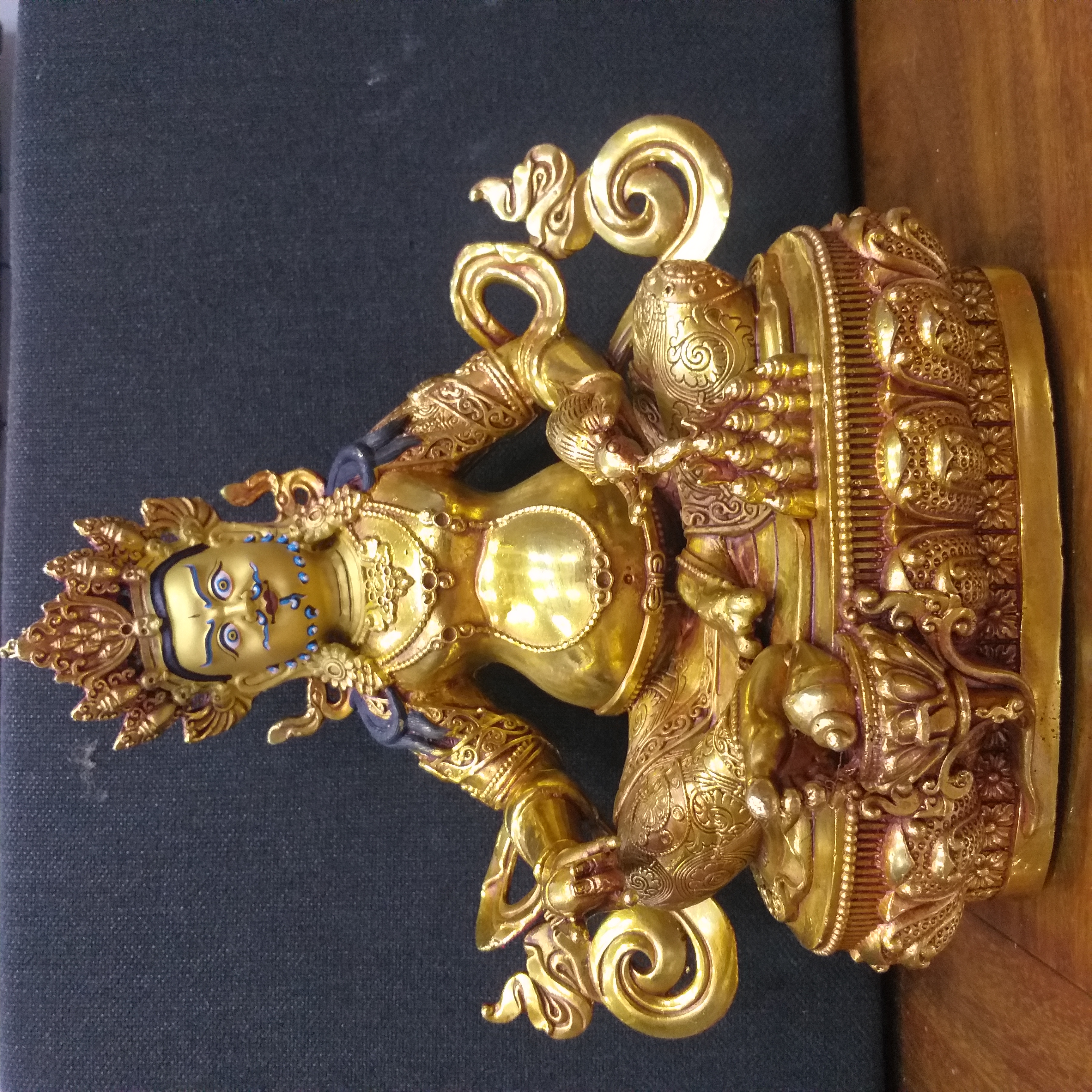 Tượng Hoàng Thần Tài Đồng Vẽ Tây Tạng 30x27cm