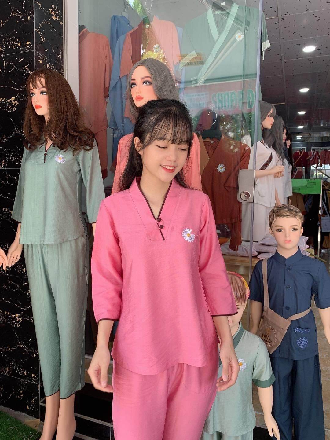 Đồ lam Phật tử cúc tơ (hồng)