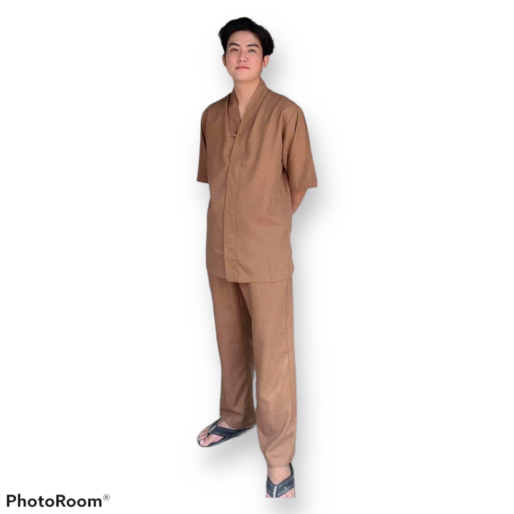 Bộ nam đi chùa hàng cao cấp 100% nhập (ca cao)