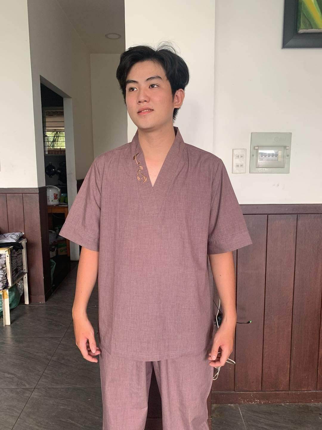 Bộ nam nữ đi chùa đồ đôi bộ nhóm đi chùa mẫu cổ thiền (nâu tixi)