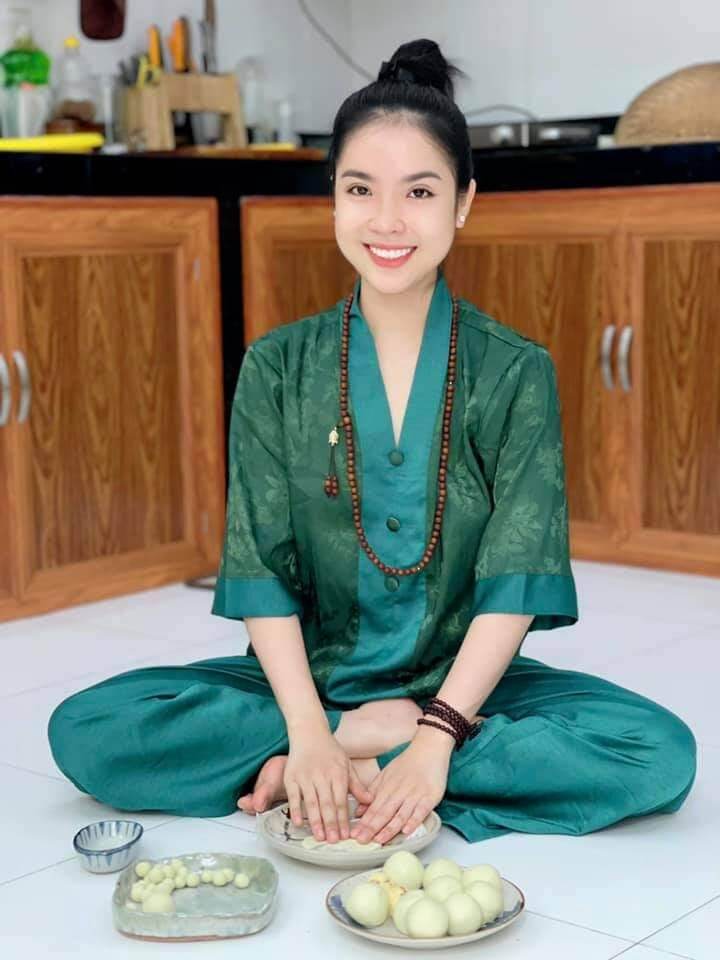 Đồ bộ đi chùa gấm cao cấp (xanh mạ)