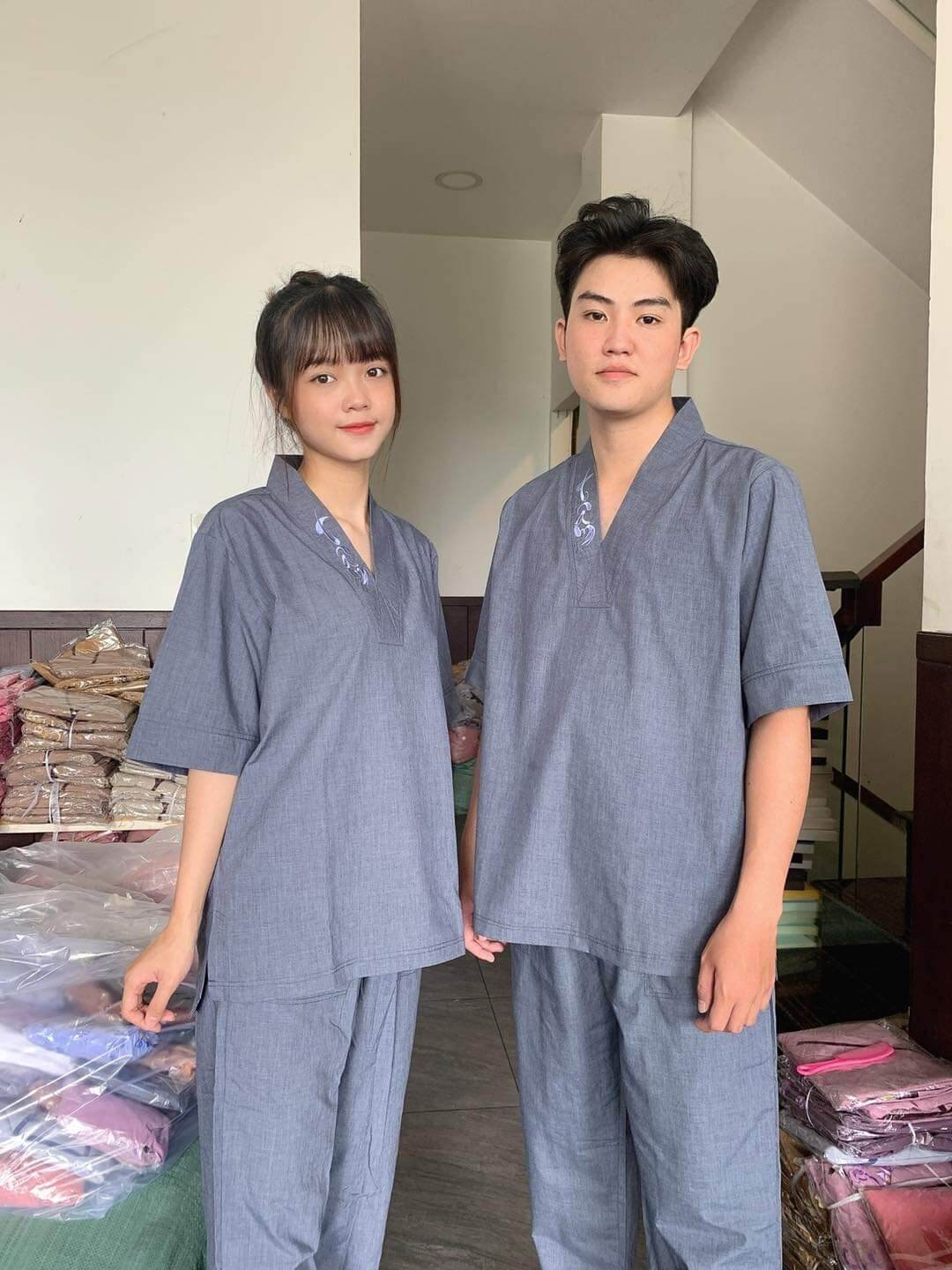 Bộ nam nữ đi chùa đồ đôi bộ nhóm đi chùa mẫu cổ thiền (đá tixi)