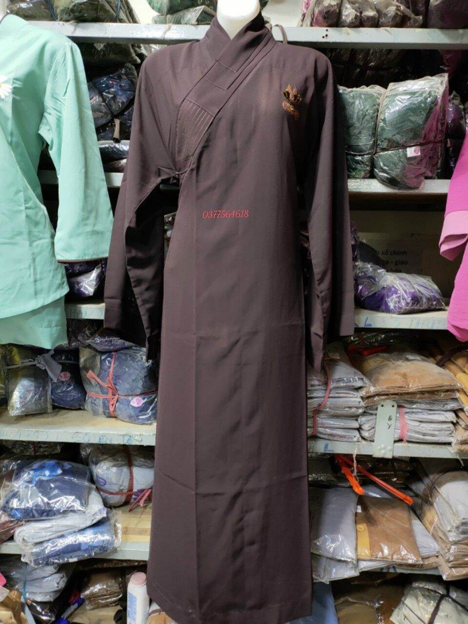 Áo tràng lam phật tử đi chùa (nâu)