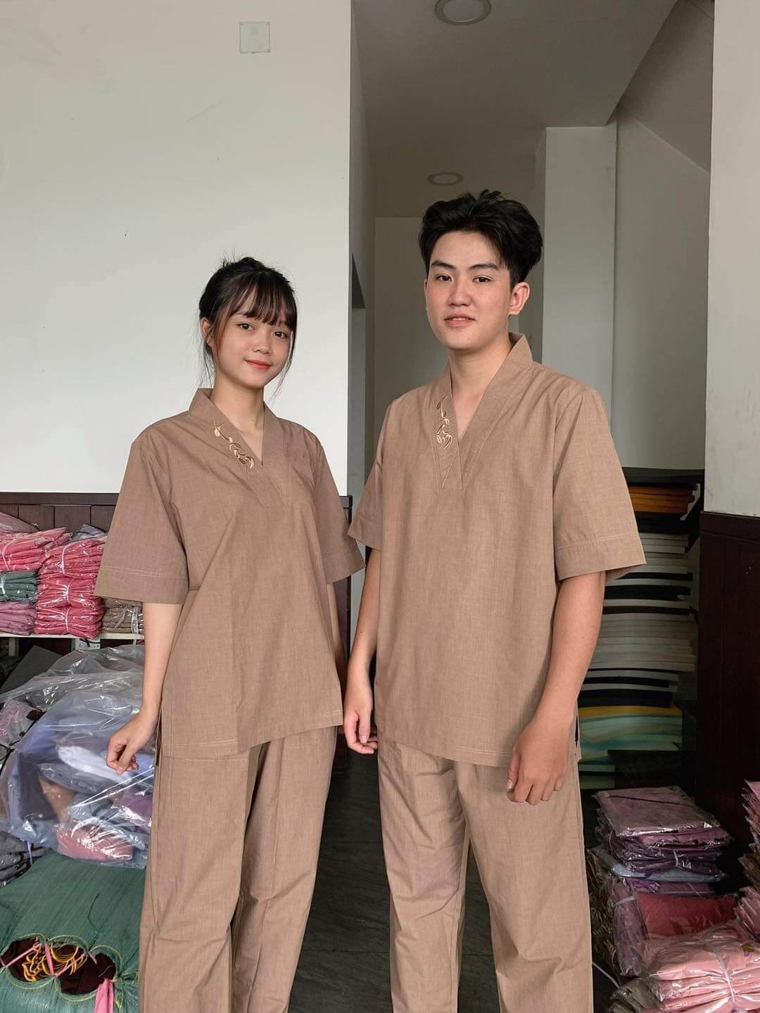 Bộ nam nữ đi chùa đồ đôi bộ nhóm đi chùa mẫu cổ thiền (gừng tixi)