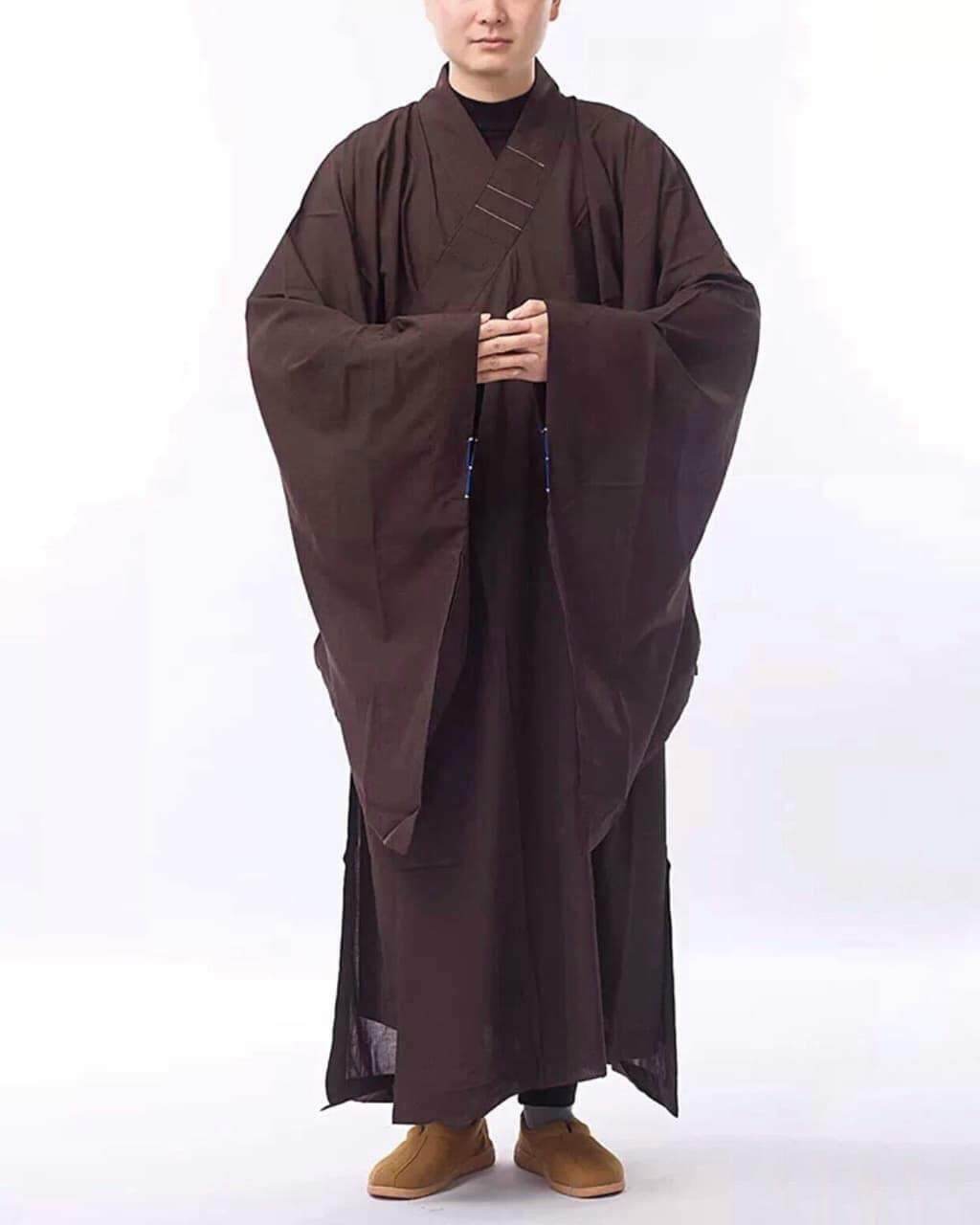 Áo hậu 7 vạt quý thầy vải linen (nâu)