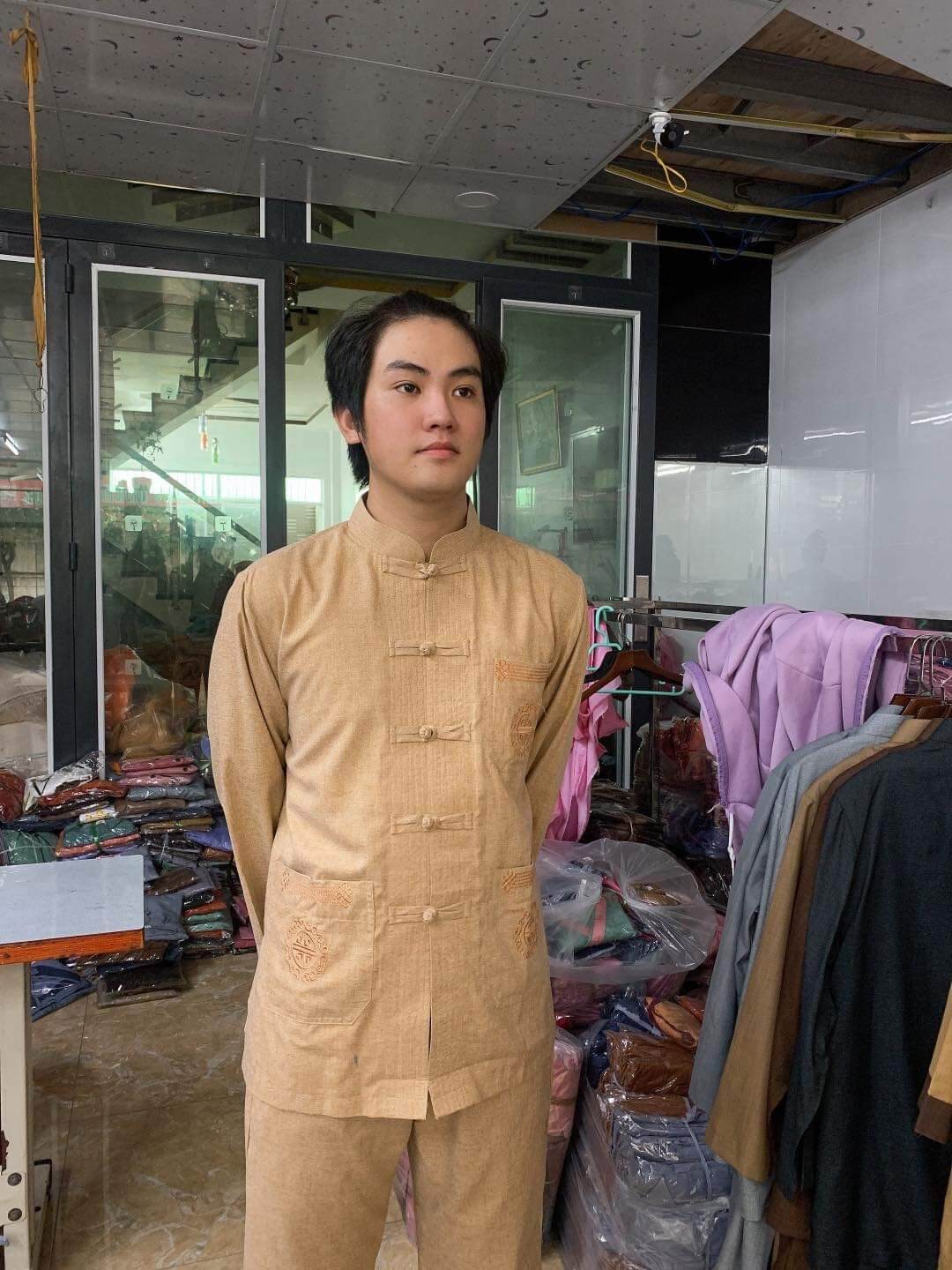 Bộ nam cao cấp linen cổ lãnh tụ (gừng)