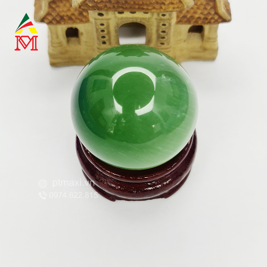 Quả Cầu Phong Thủy Đá Mắt Mèo Xanh Lục