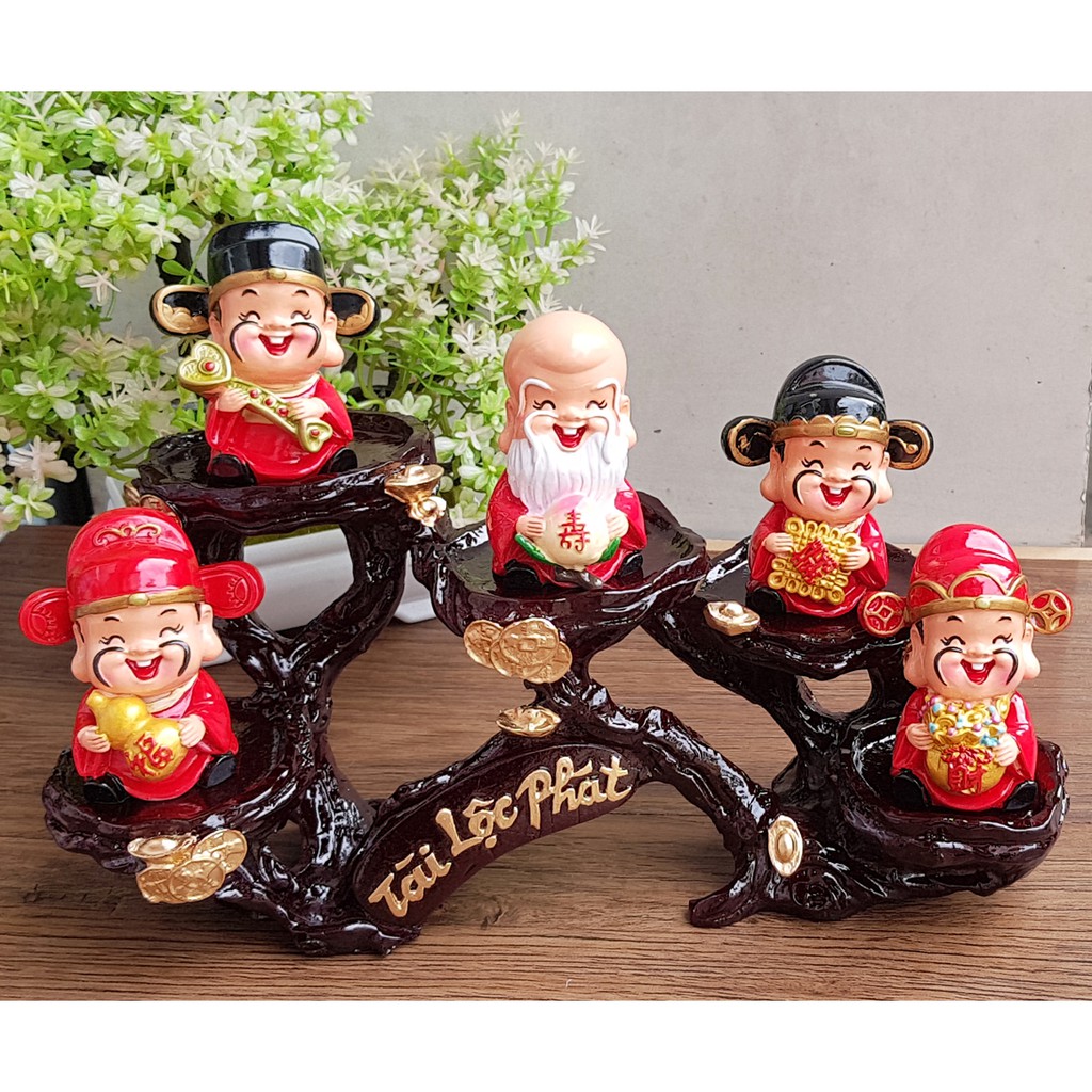 Bộ tượng Ngũ Phúc 7cm kèm chân đế