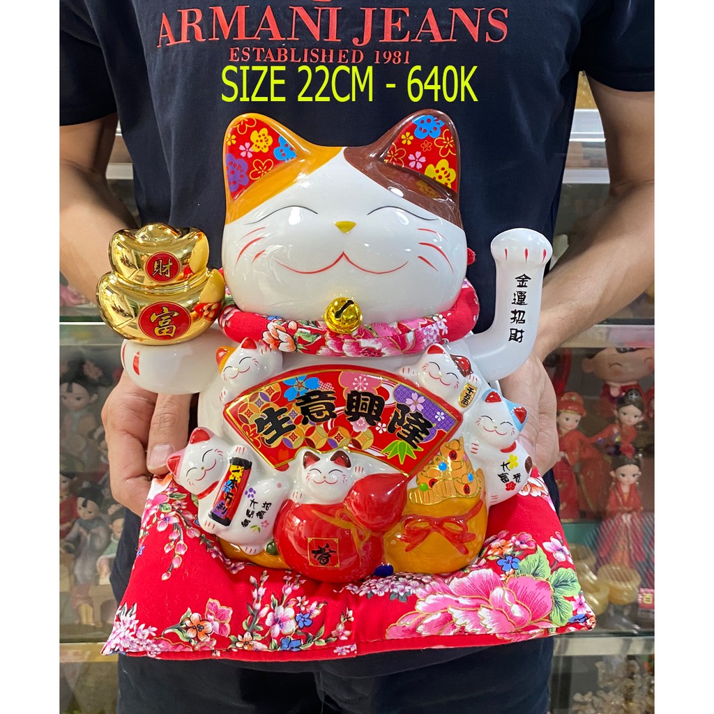 Mèo Thần Tài 22cm mẫu 02 Niên Niên Hữu Dư