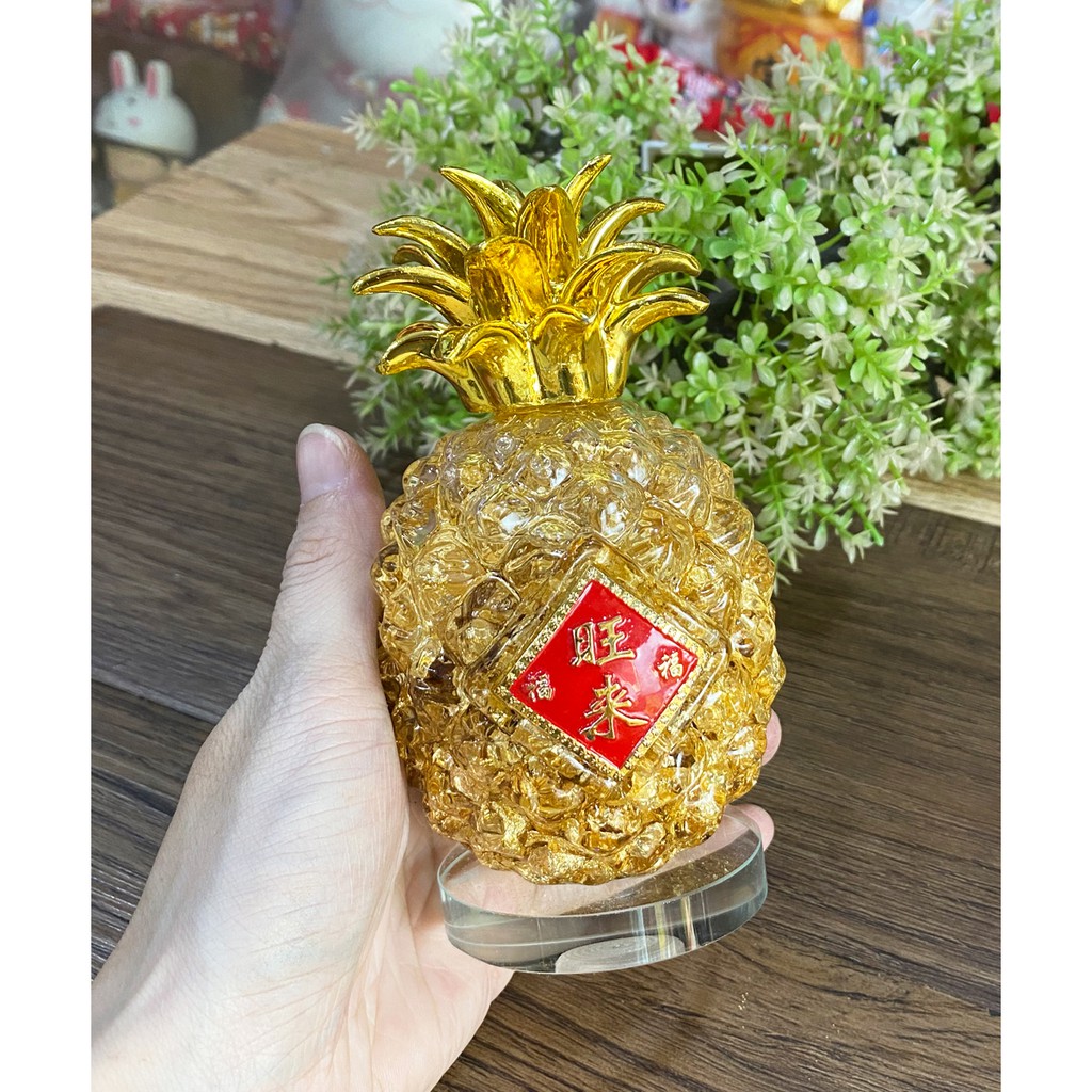 Túi vàng phong thủy hình trái thơm - túi vàng lá Thần Tài may mắn