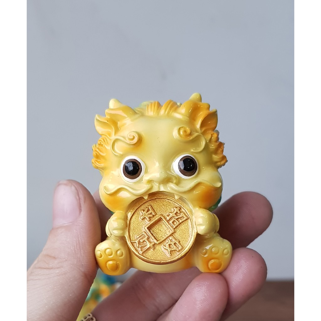 Cặp Kỳ Lân nhỏ kèm chậu vàng - màu vàng