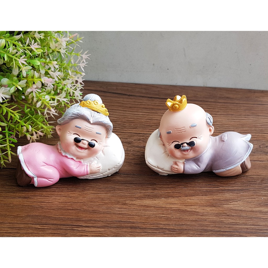 Bộ 02 tượng Ông Bà nằm ngủ 6x8cm