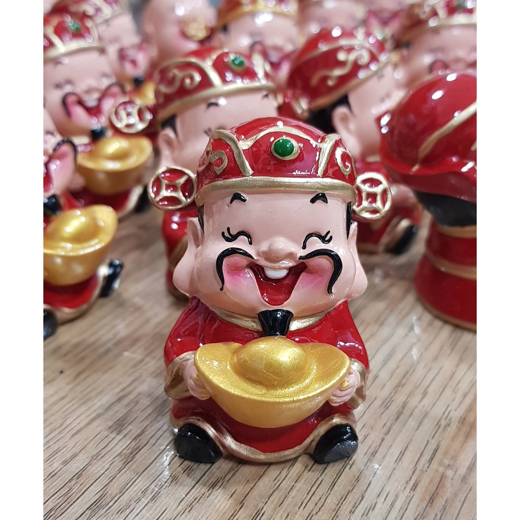 Tượng chibi Thần Tài ôm thỏi vàng 6cm
