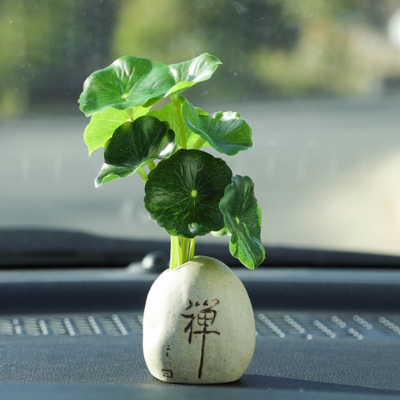 Bộ 04 tượng Cầm Kỳ Thi Họa đội nón rơm kèm chậu cây trang trí