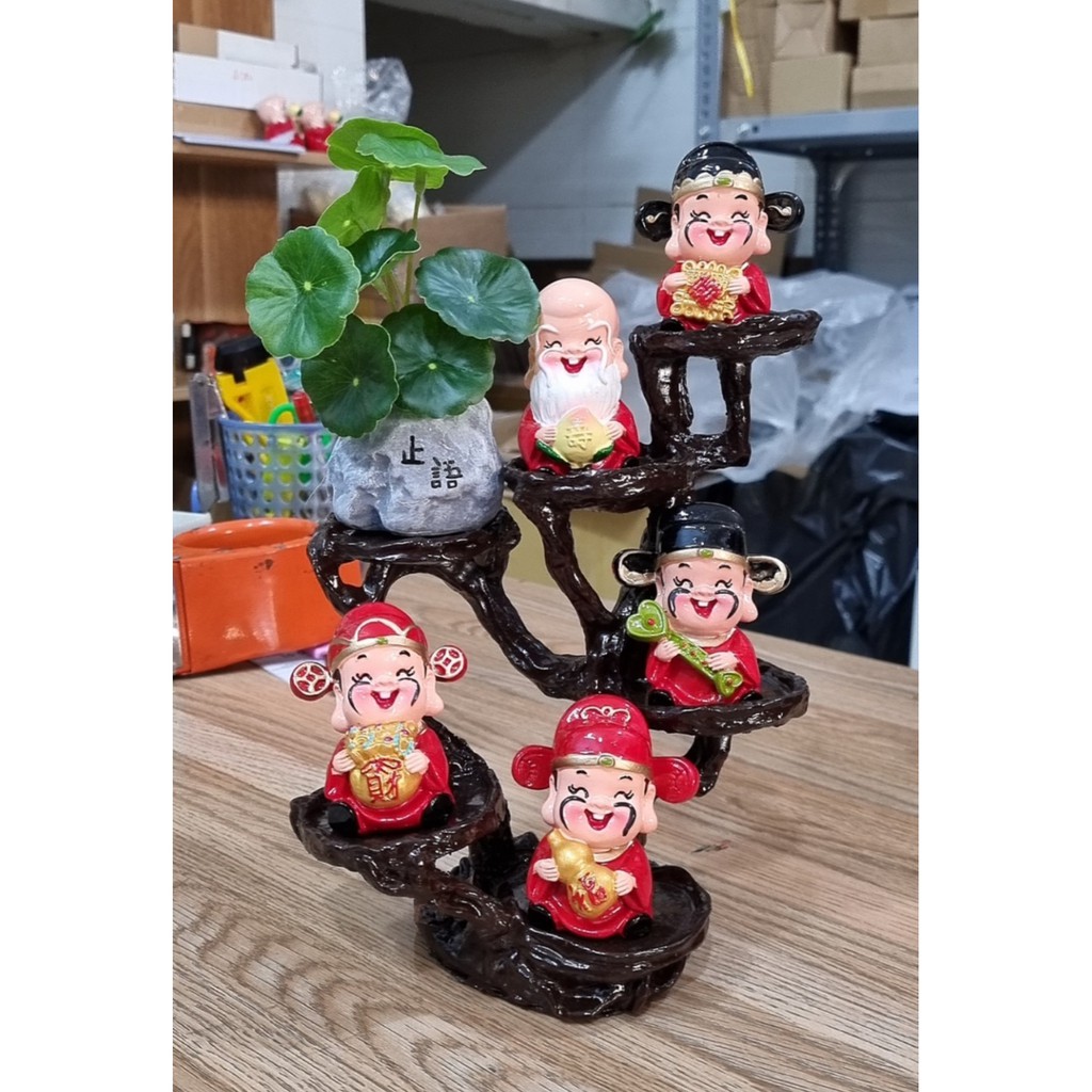 Bộ Ngũ Phúc Lâm Môn 7cm kèm chậu sen