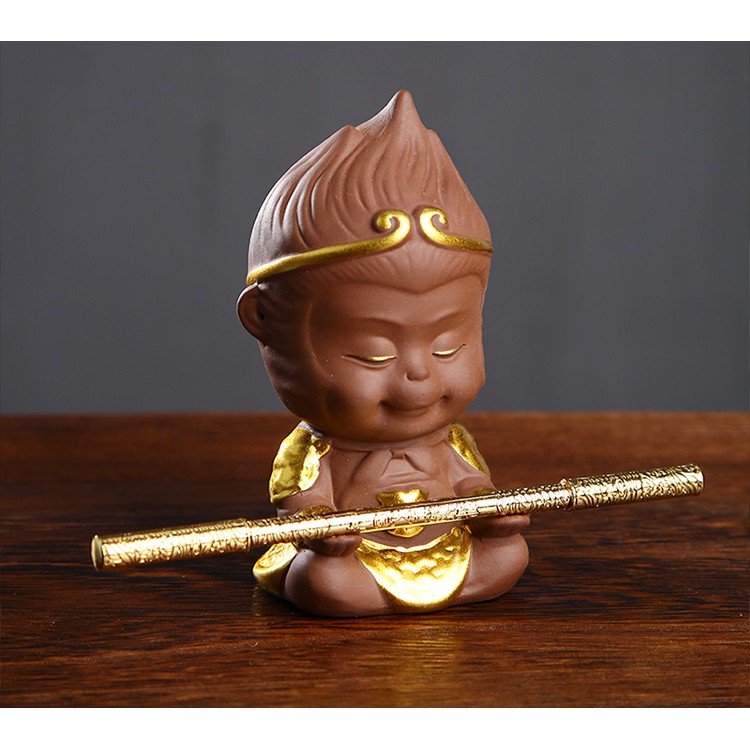 Tượng chibi Mỹ Hầu Vương- màu nâu dang tay