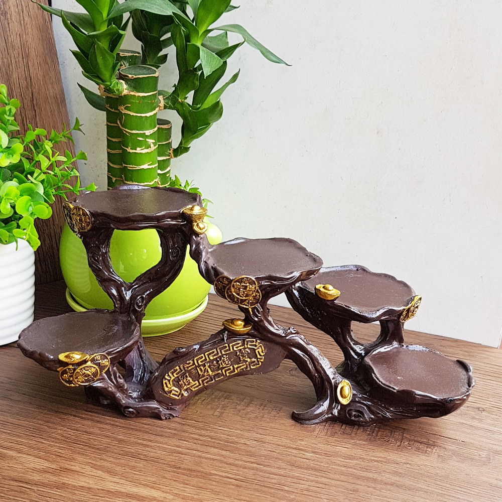 Bộ Ngũ Phúc 6cm kèm chân đế ngang 5 ô sứ 