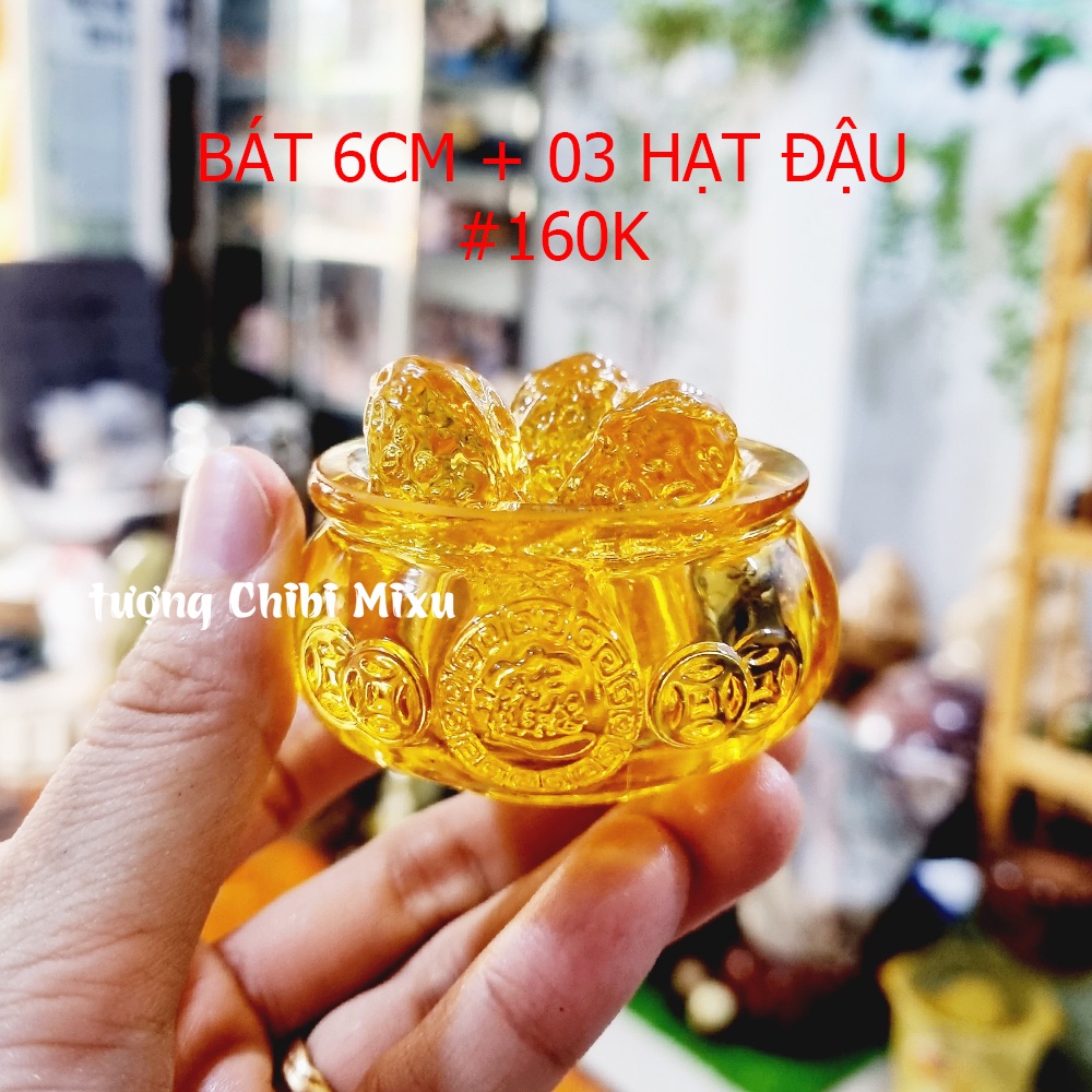 Combo Bát Tụ Bảo size 6cm kèm 03 hạt đậu Thần Tài 4.5cm
