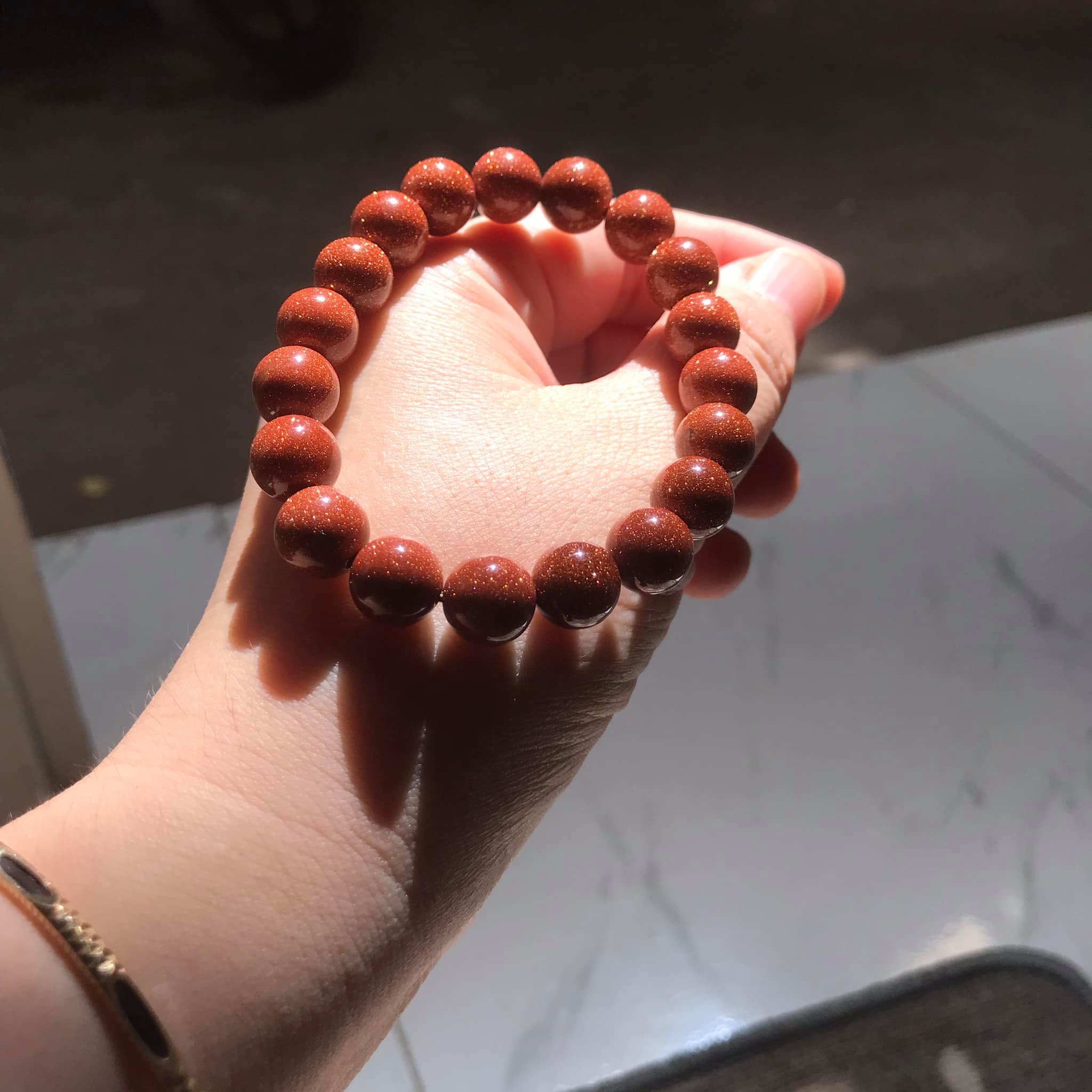 Vòng tay đá kim sa nâu ánh kim - 14ly