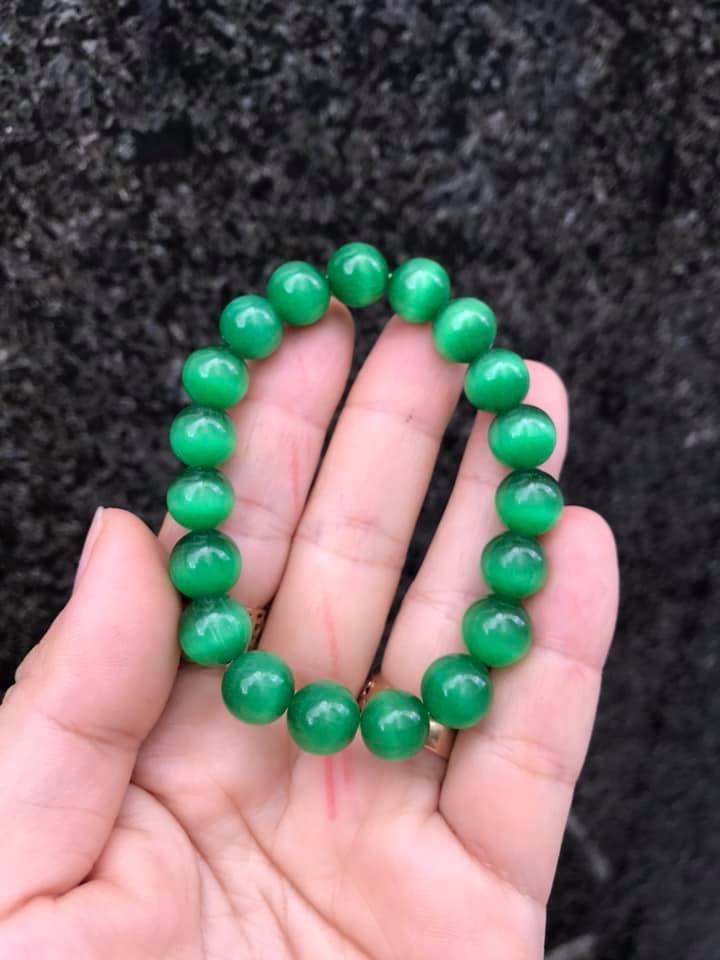 Vòng tay mắt mèo xanh lá - size M