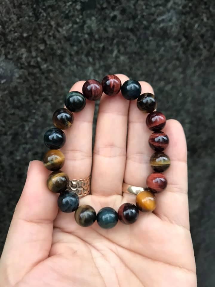 Vòng tay đá mắt hổ ngũ sắc - size S