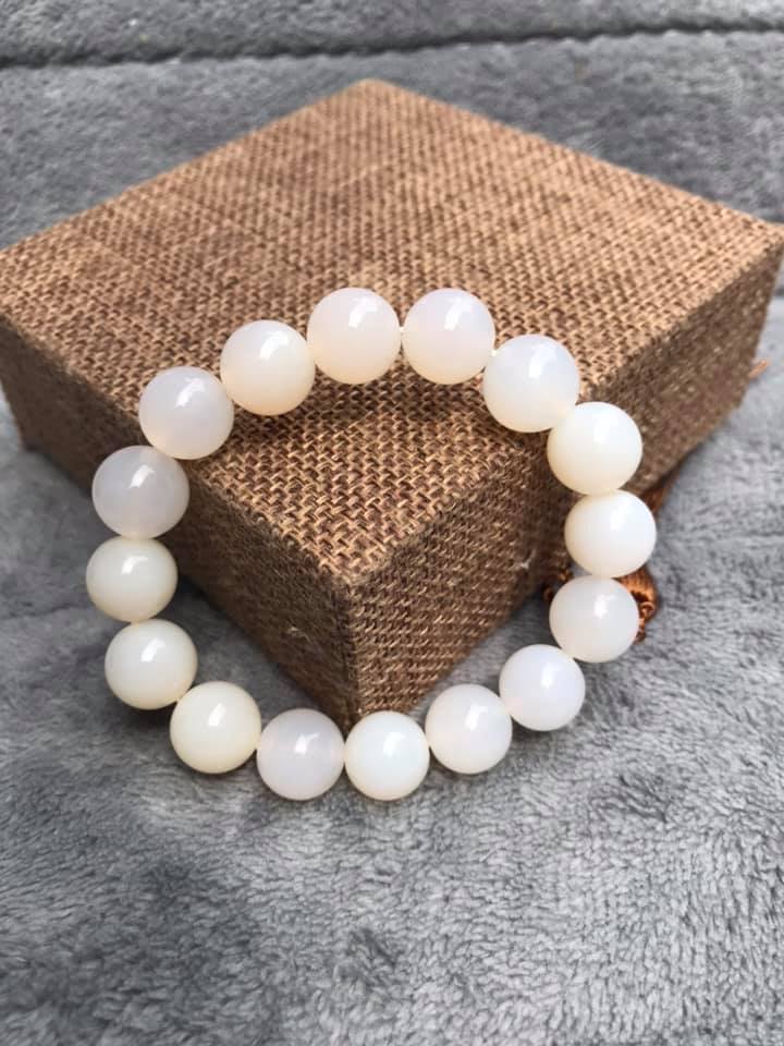 Vòng tay đá mã não trắng - size L