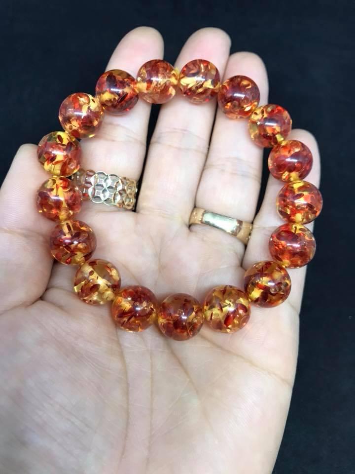 Vòng tay hổ phách vàng 12ly