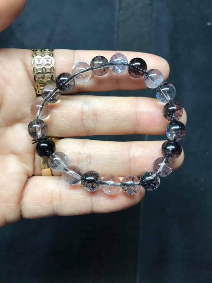 Vòng tay thạch anh ưu linh đen 8ly