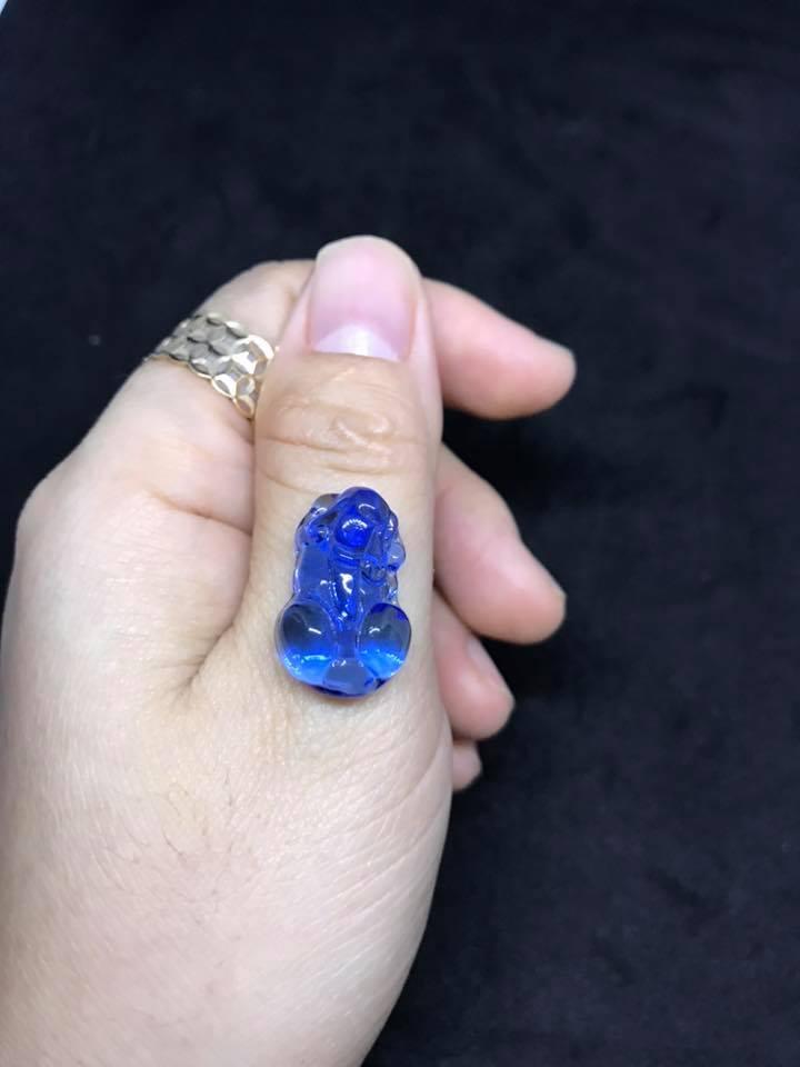 Mặt dây tỳ hưu tài lộc xanh dương