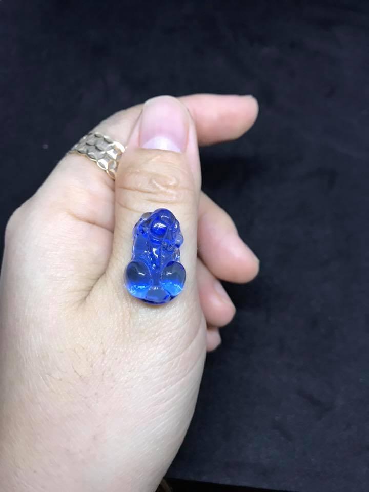 Mặt dây tỳ hưu tài lộc xanh dương