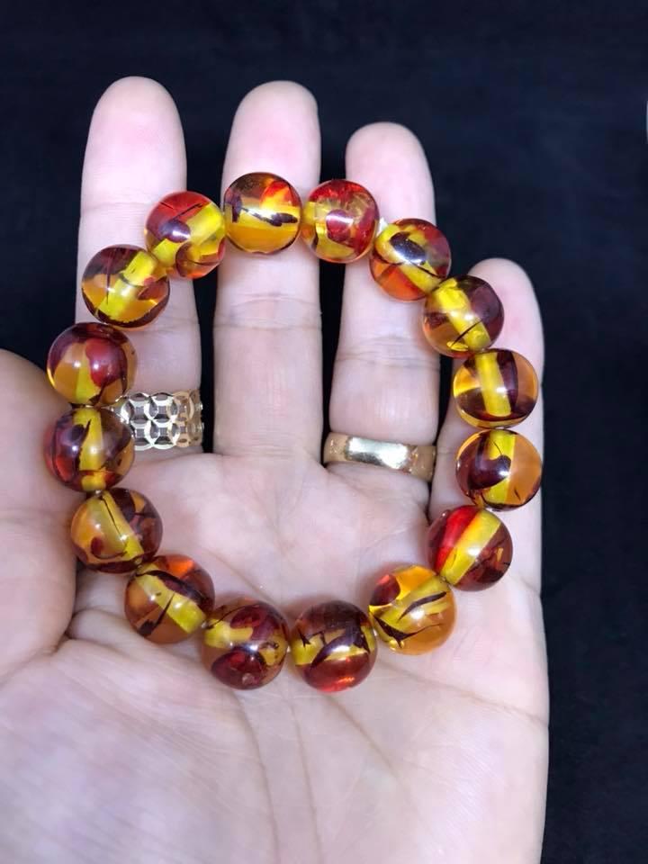 Vòng tay hổ phách vàng 12ly