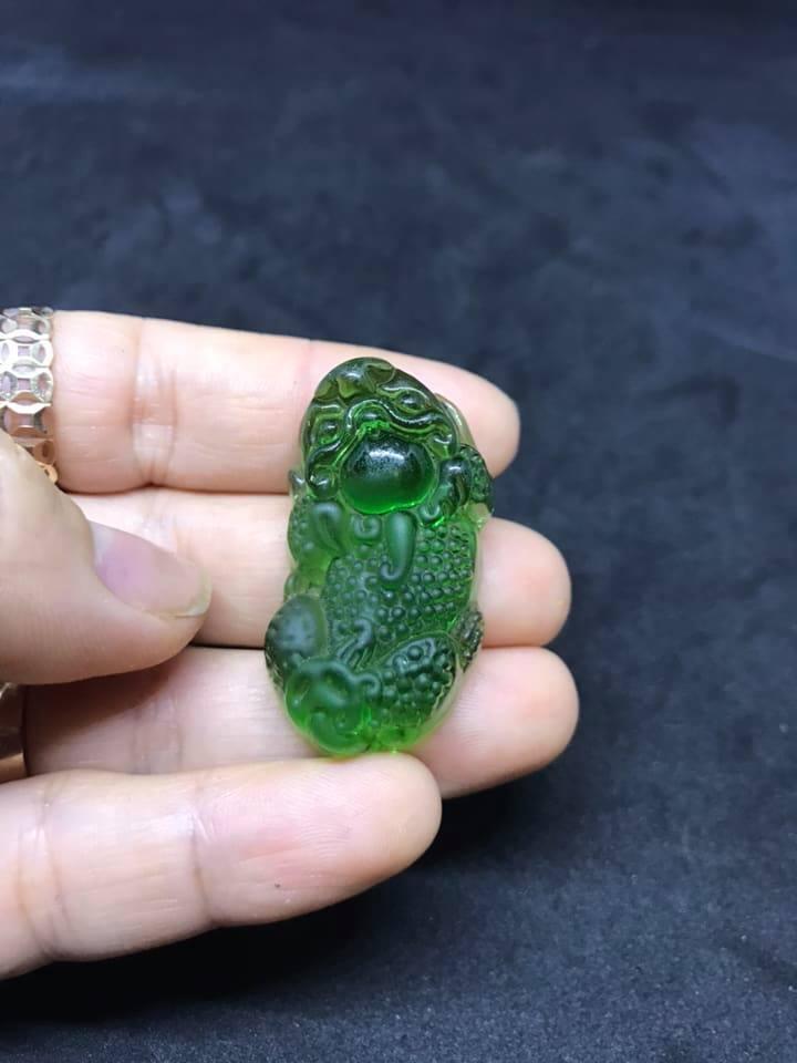 Mặt tỳ hưu đá poly xanh lá - size lớn